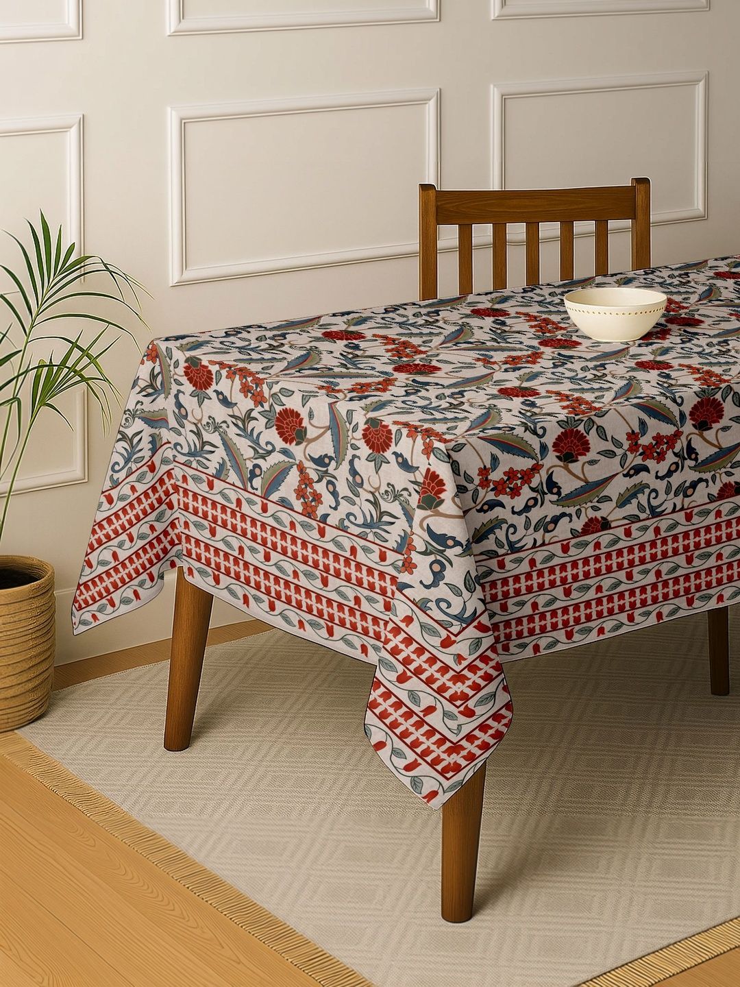Vargottam Beige Cotton 6-Seater Table Cover-picture-50