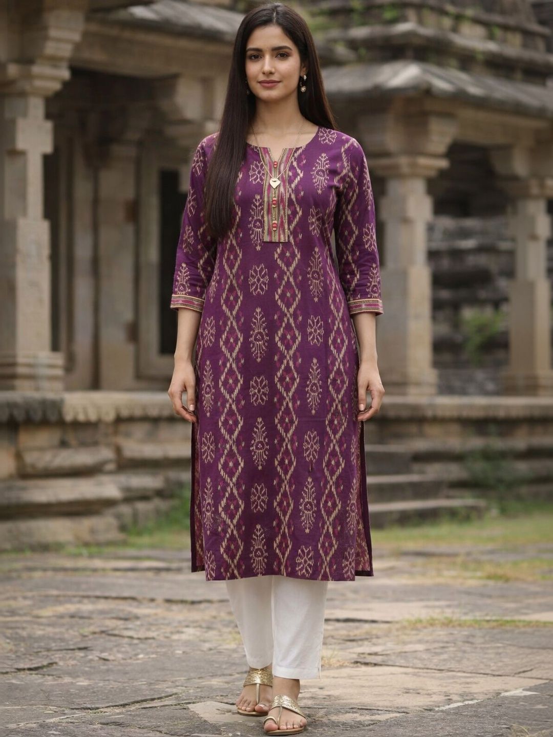 KALINI Floral Printed Pure Cotton Blend Kurti-picture-29