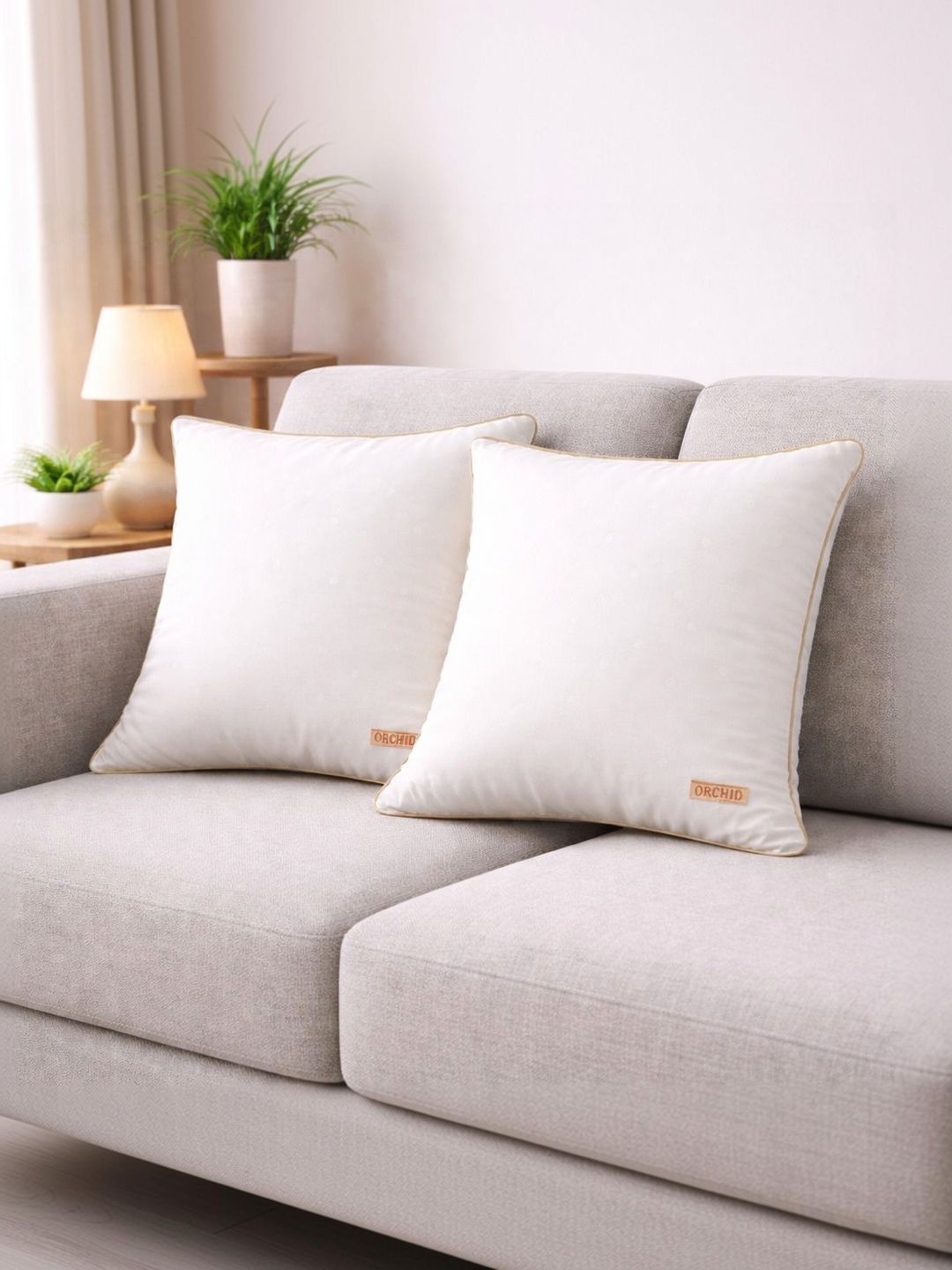 Orchid Pillows White Set of 2 Fibre Filled Cotton Ultra Soft Sleep Pillow-image-33
