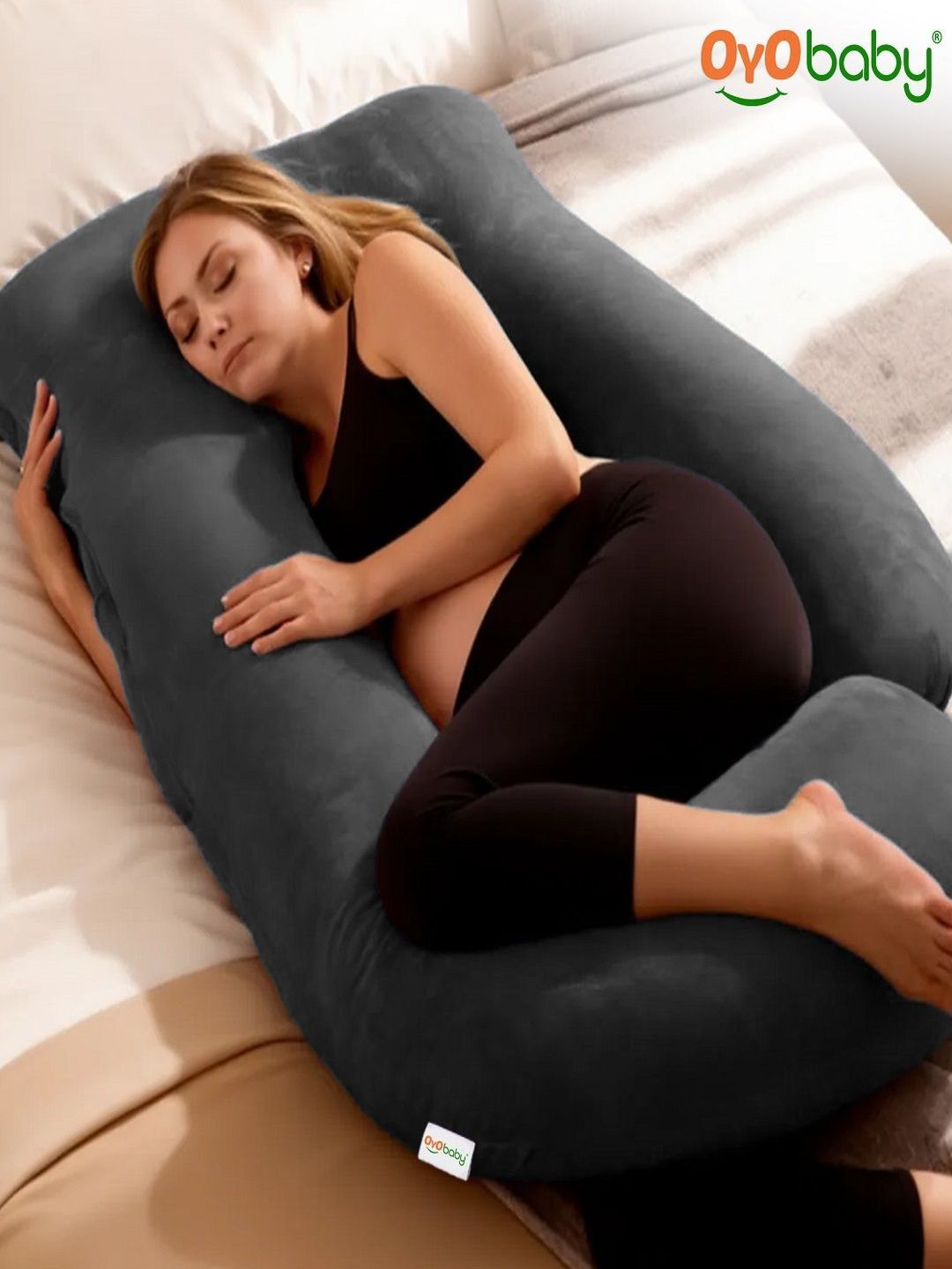OyO Baby Grey Fibre Filled Faux Velvet Ultra Soft Maternity Pillow-picture-21