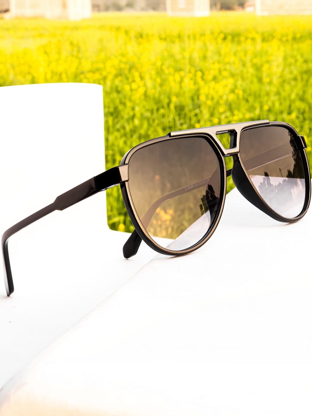Jiebo Men Black Lens & Black Aviator Sunglasses with-image-48