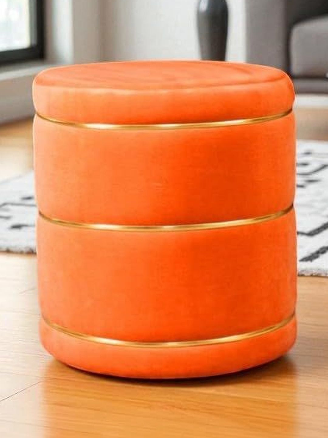 Shadowkart Orange-Colored Round Ottomans-image-25