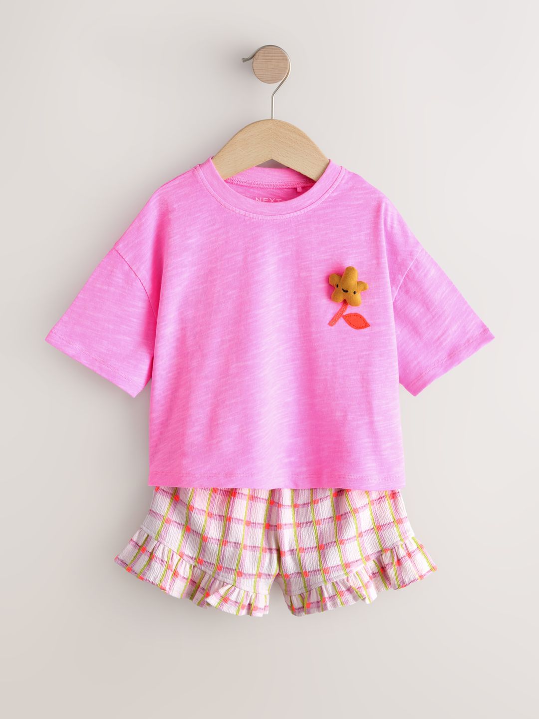 NEXT Pure Cotton T-shirt with Shorts with Melange Effect-picture-32