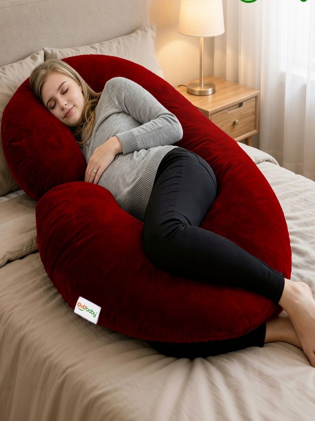 OyO Baby Maroon Fibre Filled Faux Velvet Ultra Soft Maternity Pillow-picture-19