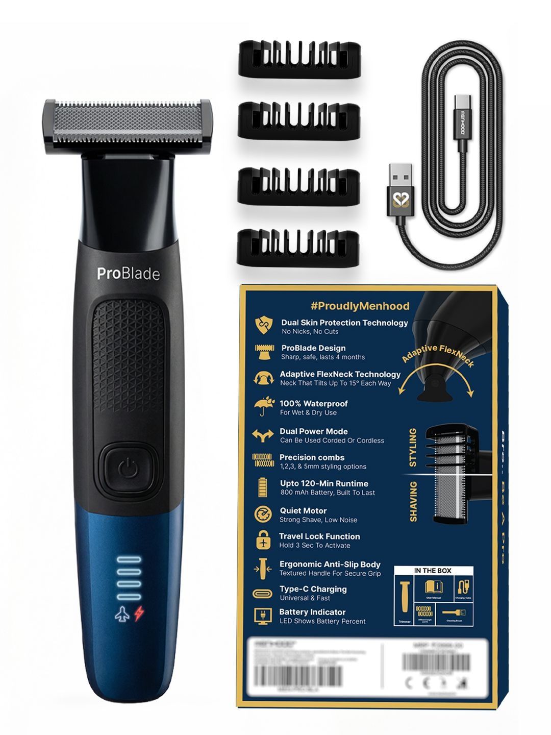 MENHOOD Men Cordless ProBlade 3-In-1 Beard Trimmer-image-25