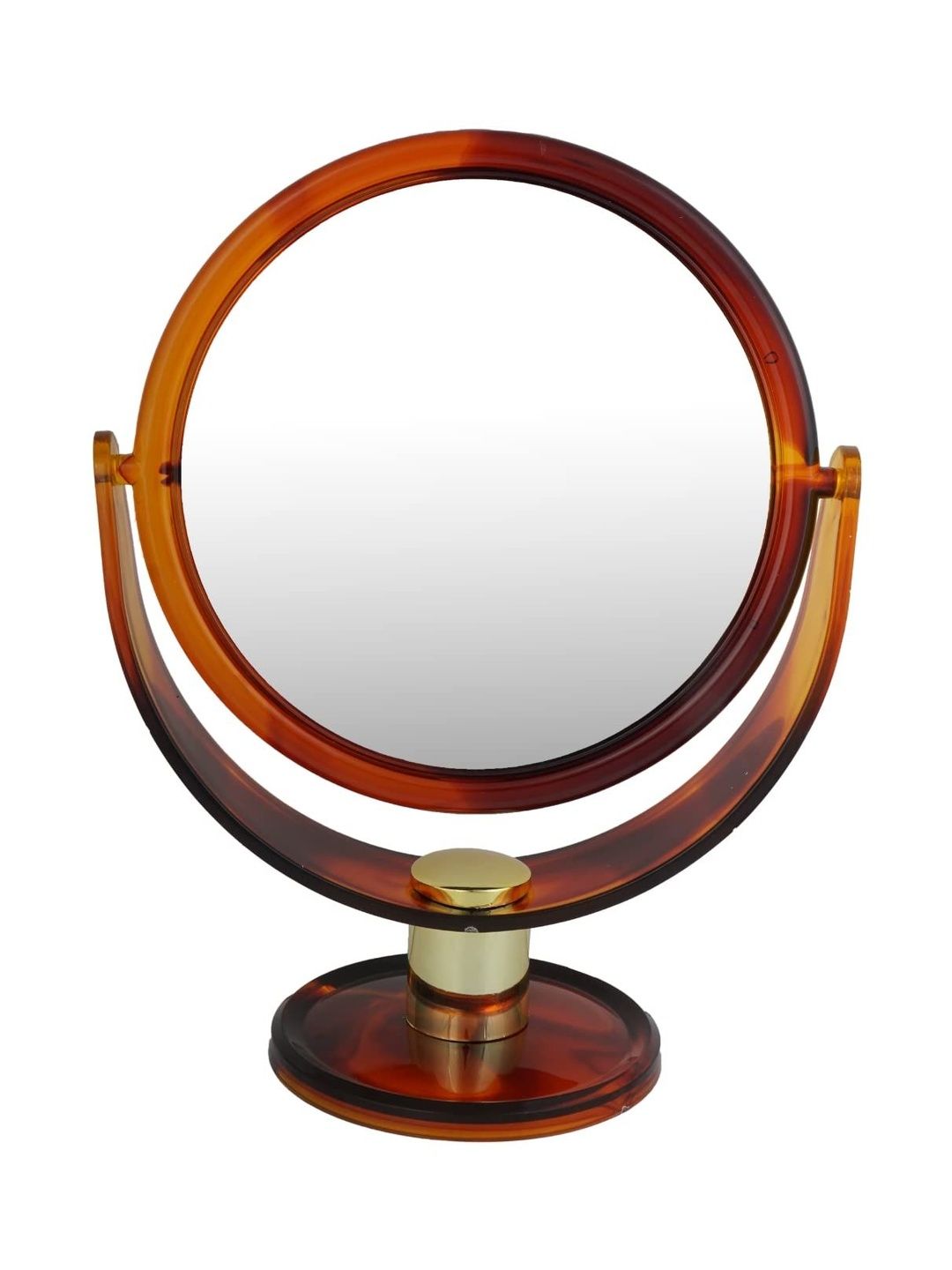 SCARLET LINE Brown & White Round Glass Makeup Table Top Mirror-picture-48