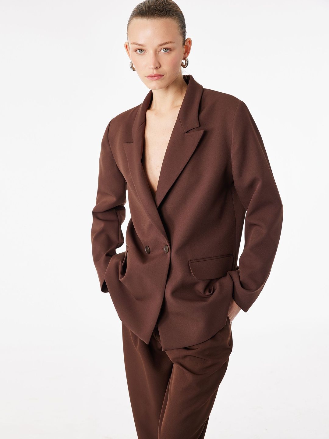 Koton Notched Lapel Single-Breasted Blazers-picture-12