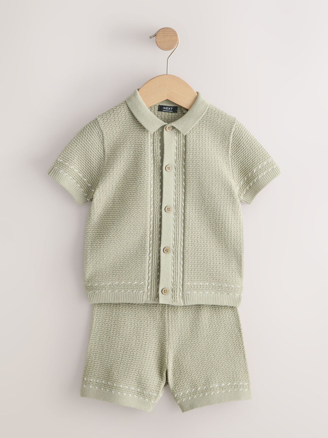 NEXT Boys Self Design Pure Cotton Shirt with Shorts-picture-21