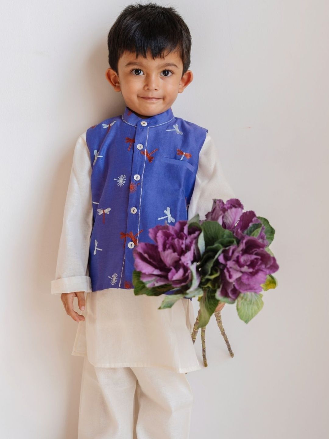 DULAAR Kids Thread Work Pure Silk Kurta with Trousers-picture-46