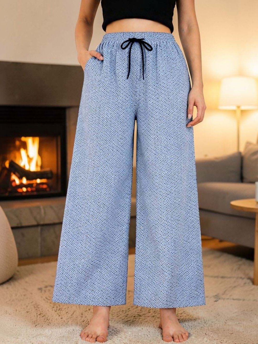 Esplendido Printed Pure Cotton Flared Lounge Pants-image-40