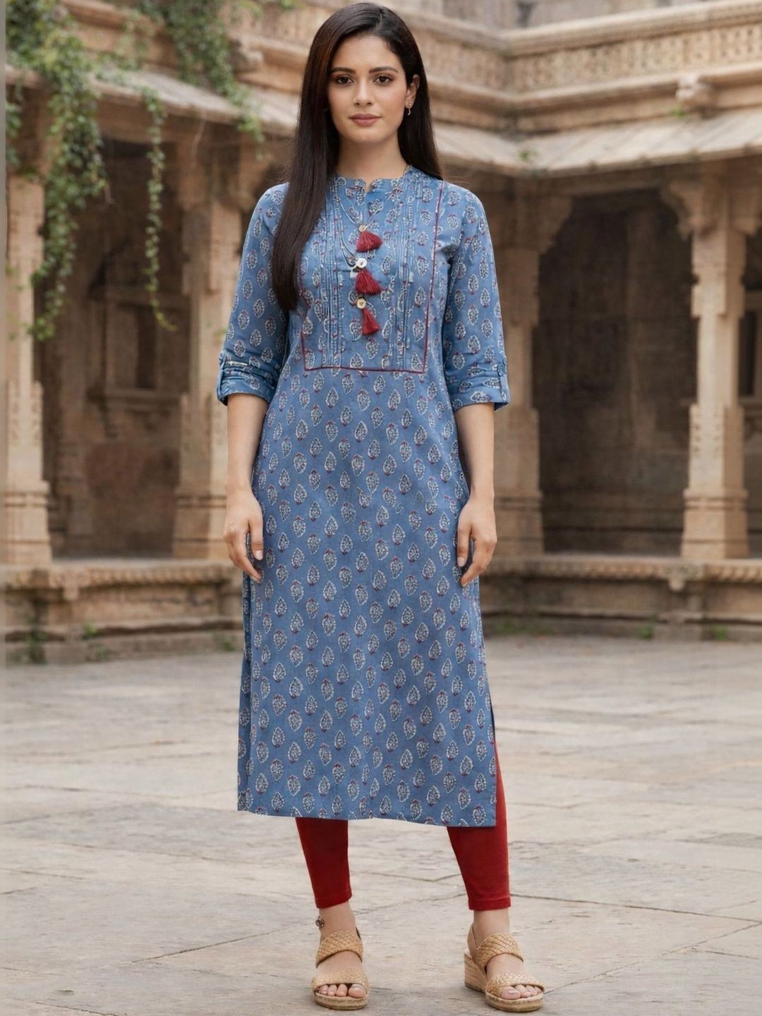 KALINI Floral Printed Pure Cotton Blend Kurti-picture-34