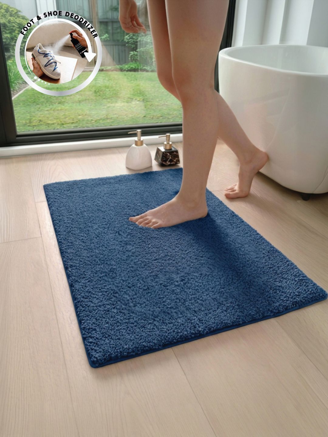 Dryspun 2 Pieces Navy Blue Bath Rugs-image-3