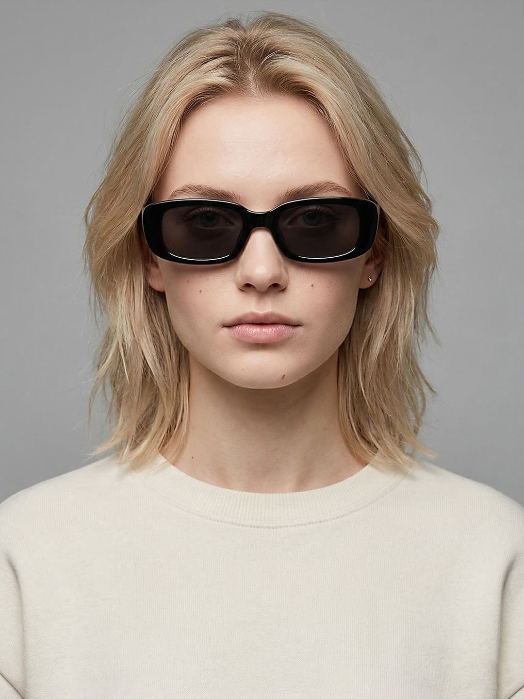 SZN Unisex Black Lens & Black Rectangle Sunglasses with-image-38