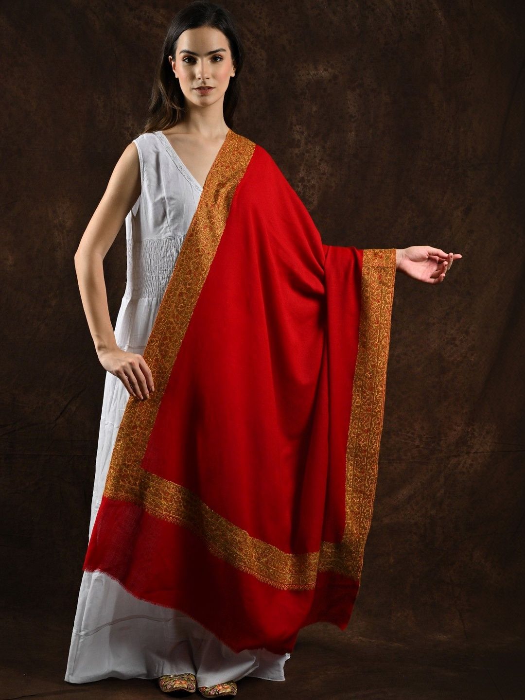 Exotic India Women Embroidered Shawl-image-20