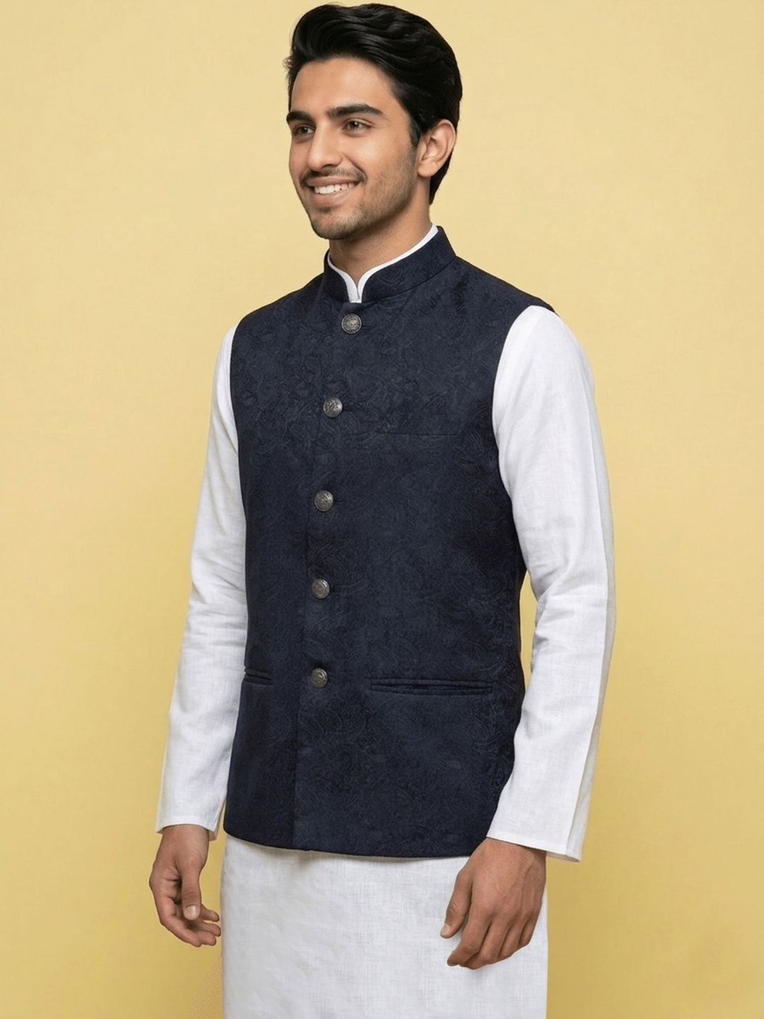 HERE&NOW Printed Woven Nehru Jackets-picture-16