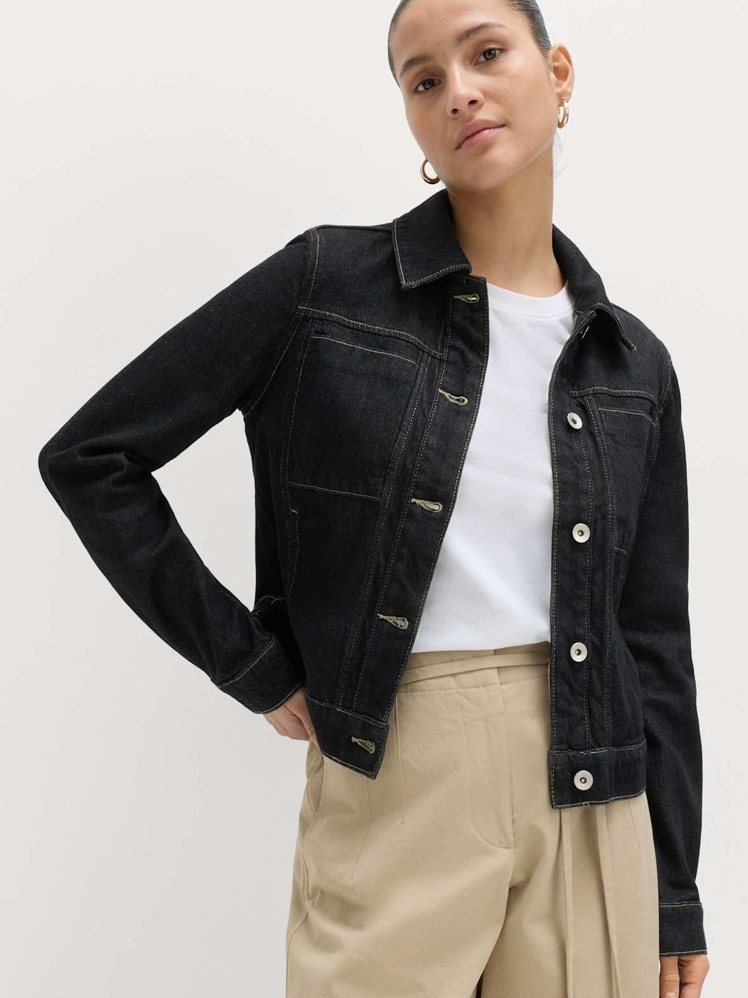 Marks & Spencer Spread Collar Short Denim Jacket-image-31