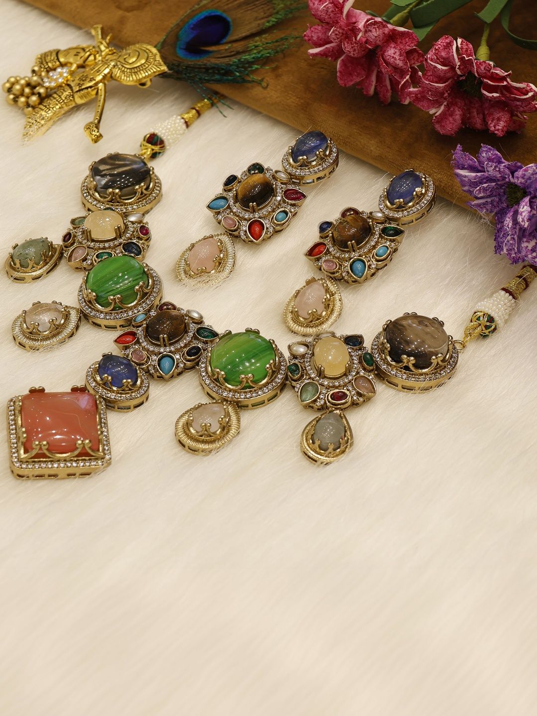 AANURA Gold-Plated Crystals Necklace and Earrings-picture-55