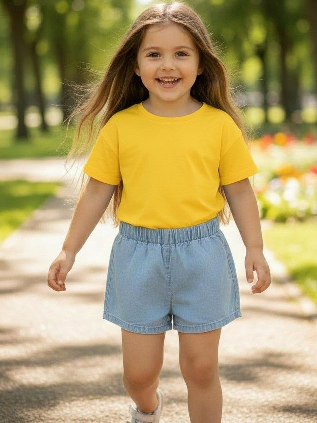 Cot'N Soft Girls Washed Denim Outdoor Shorts-picture-37