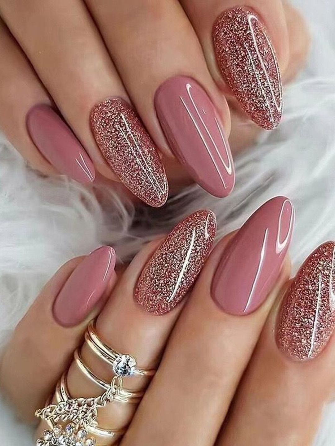 Vembley Set Of 24 Artificial Reusable Press On Nails - Pink Silver Glitter-picture-13