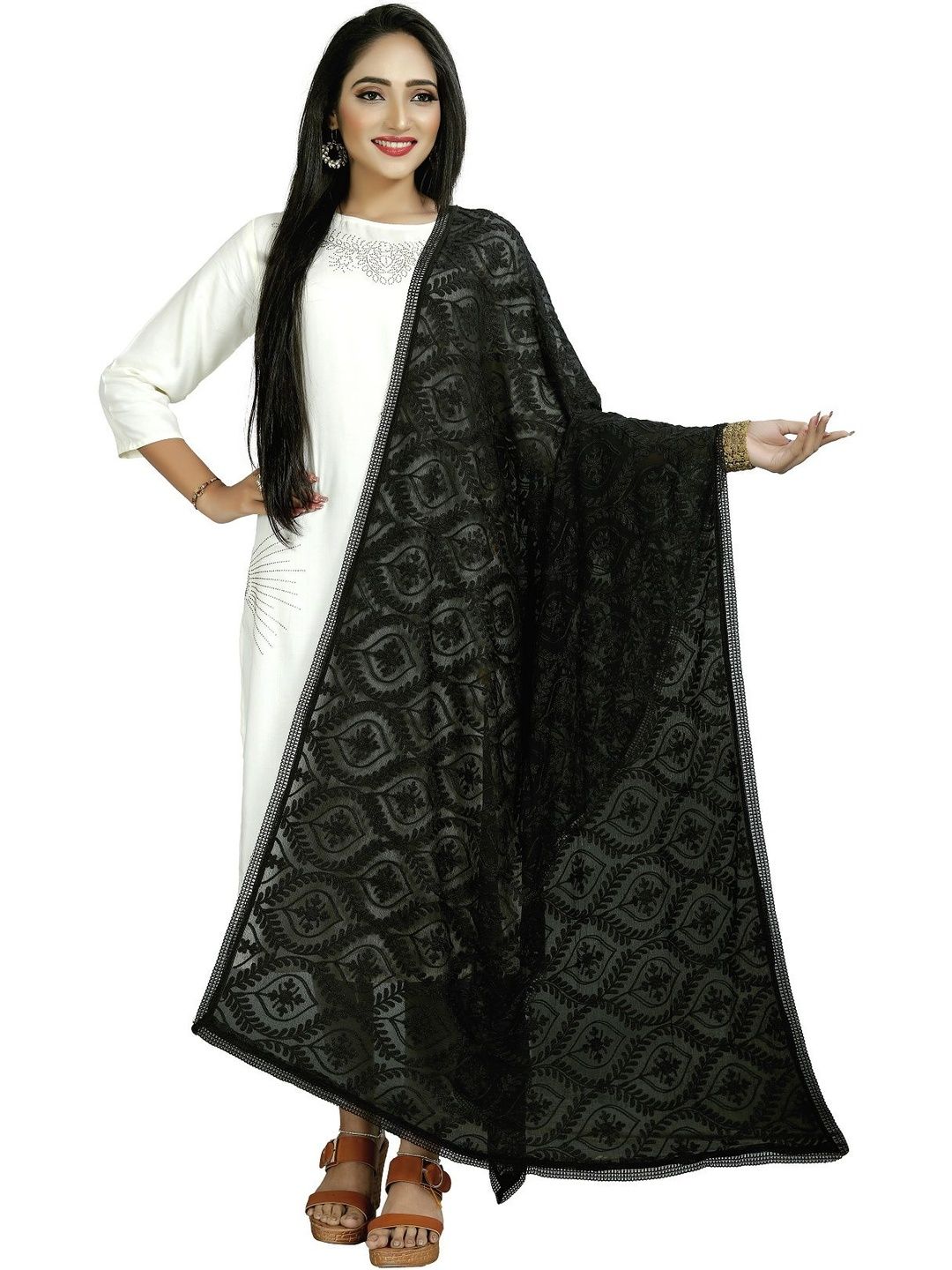Avni N Anvi Embroidered Dupatta with Chikankari-picture-22