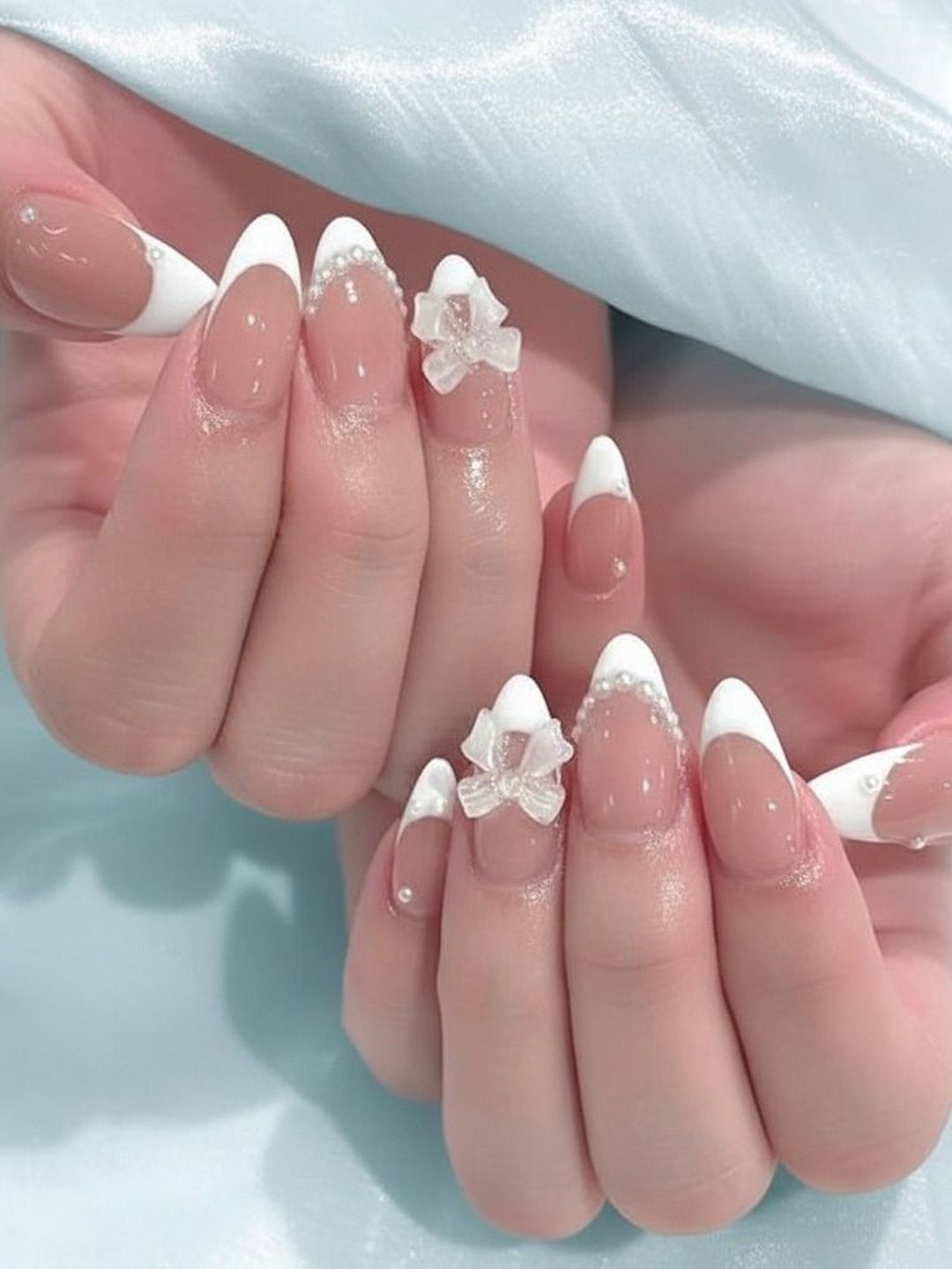 Vembley Set Of 24 Artificial Reusable Press On Nails - Bowknot And Pearl-image-20