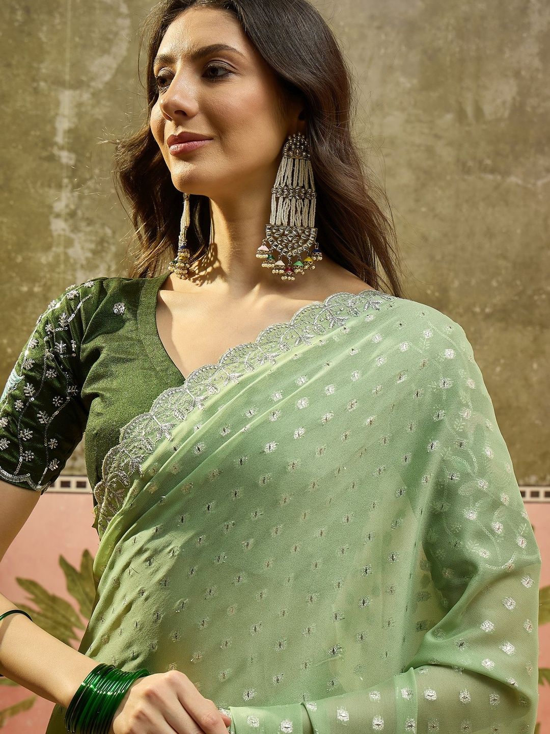 Sangria Embroidered Saree With Blouse Piece-image-45