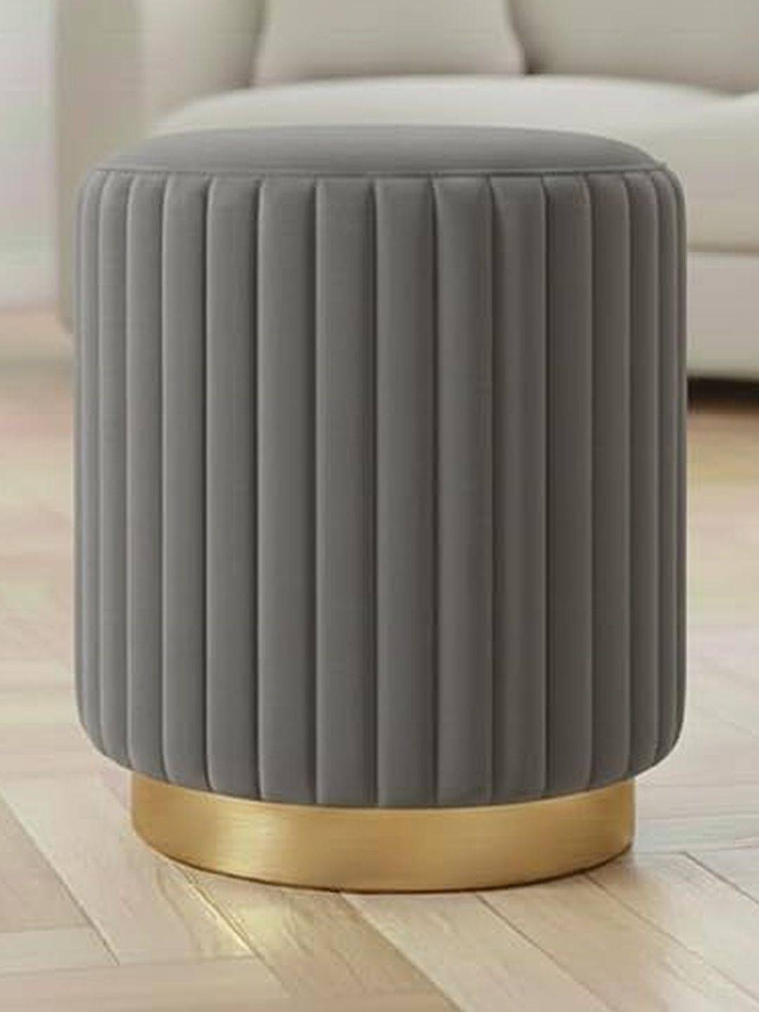 Shadowkart 2 Pieces Grey and Yellow Round Ottomans-picture-35