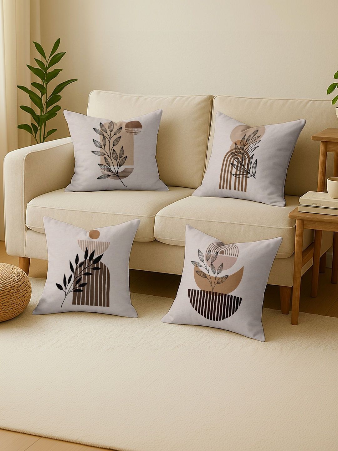 Vargottam Off White Set of 4 Square Cushion Covers-picture-18
