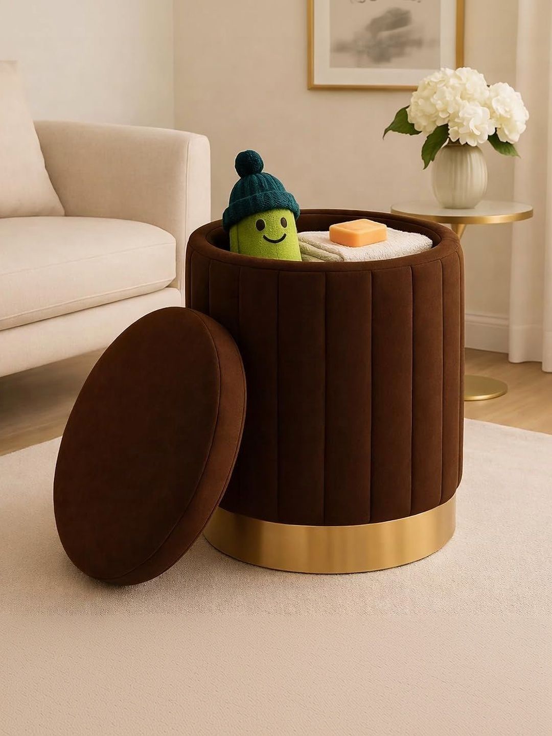 Shadowkart Brown Round Ottomans-image-49