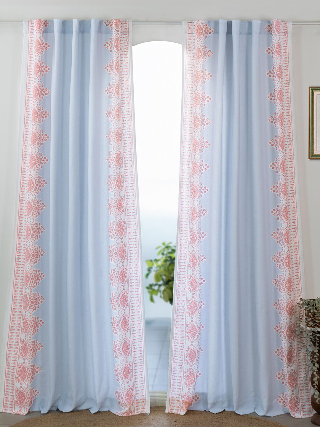 Tranquebar Home Set of 2- Zia Cotton Window Curtains - 5 Feet-image-17