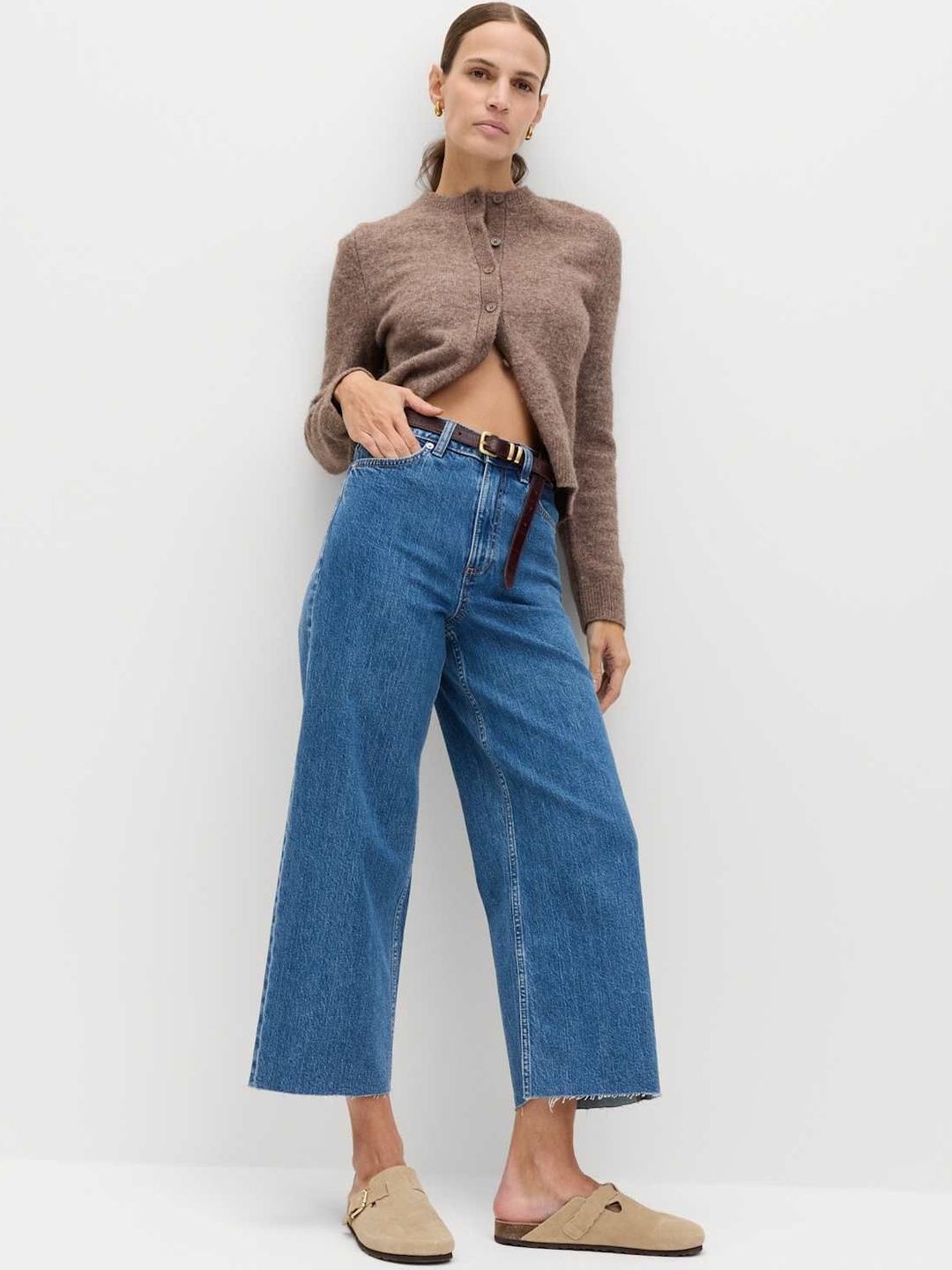 Marks & Spencer High Waisted Wide Leg Cropped Jeans-image-25