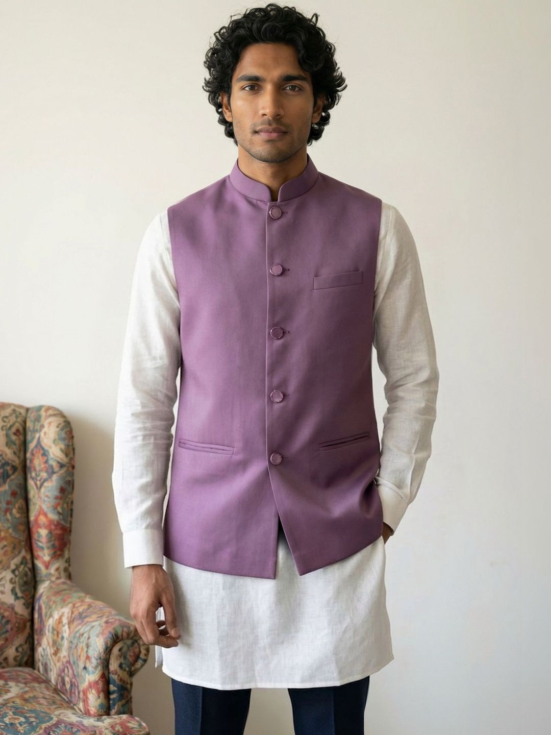 HERE&NOW Woven Nehru Jackets-picture-37