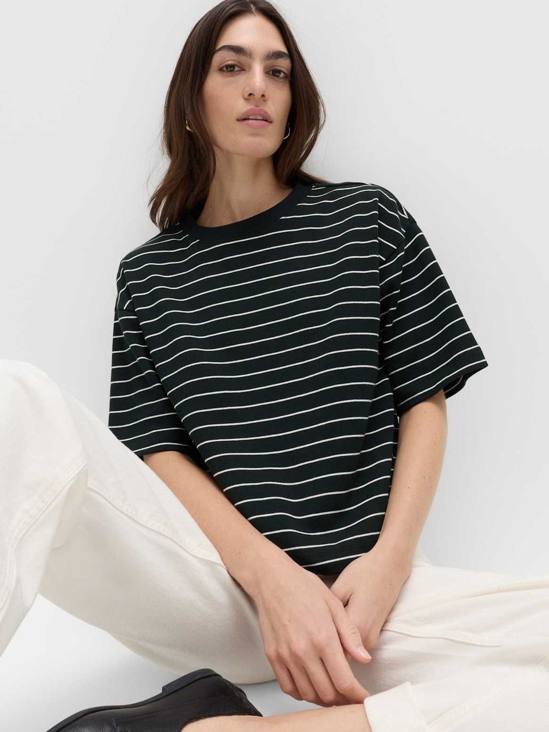 Marks & Spencer Striped Cotton Blend Top-image-9