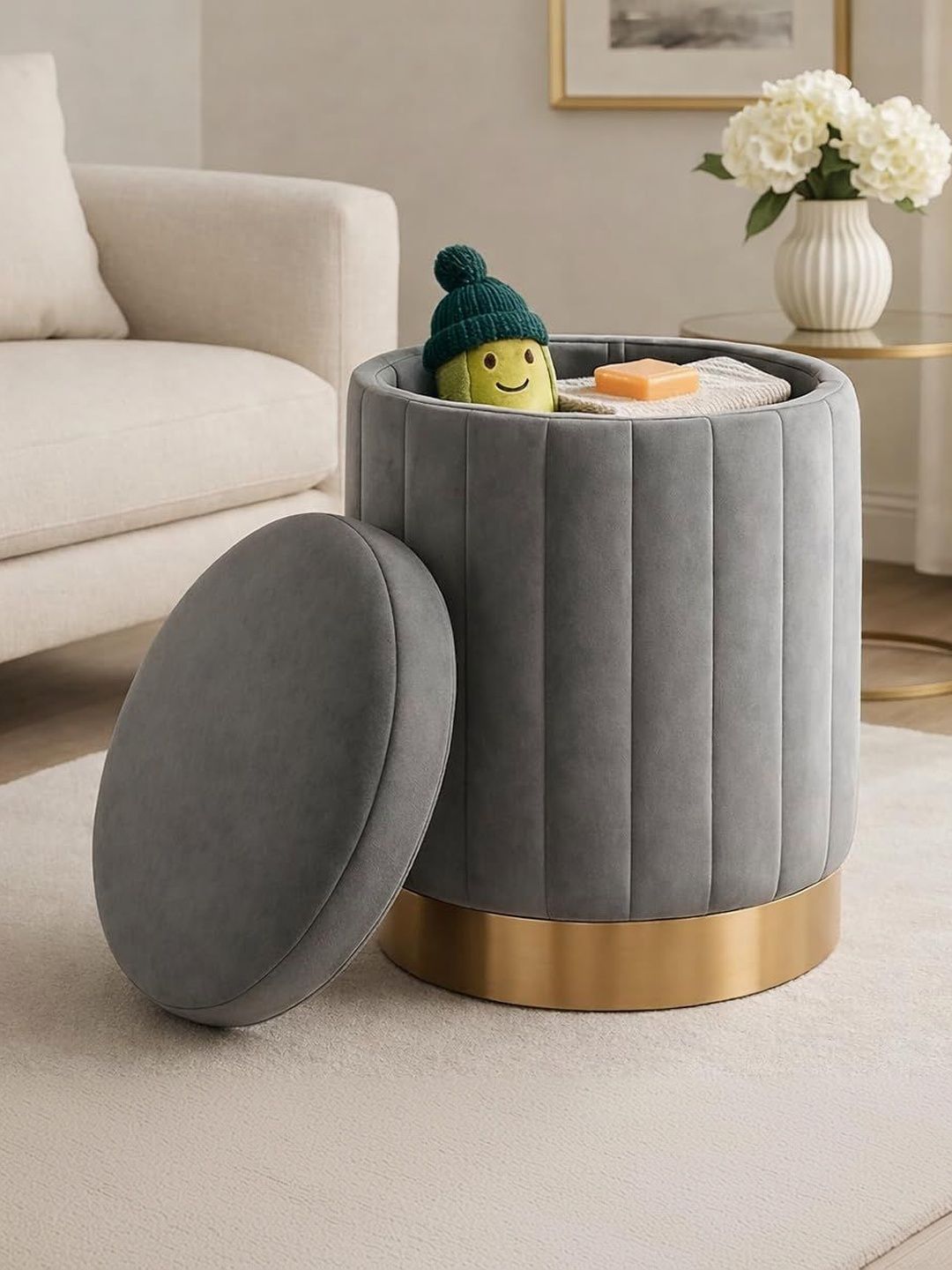 Shadowkart Grey Round Ottomans-picture-14