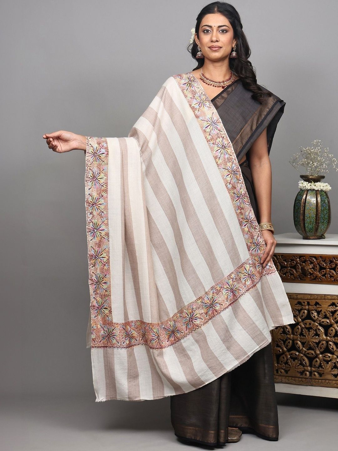 Exotic India Women Floral Embroidered Shawl-picture-42