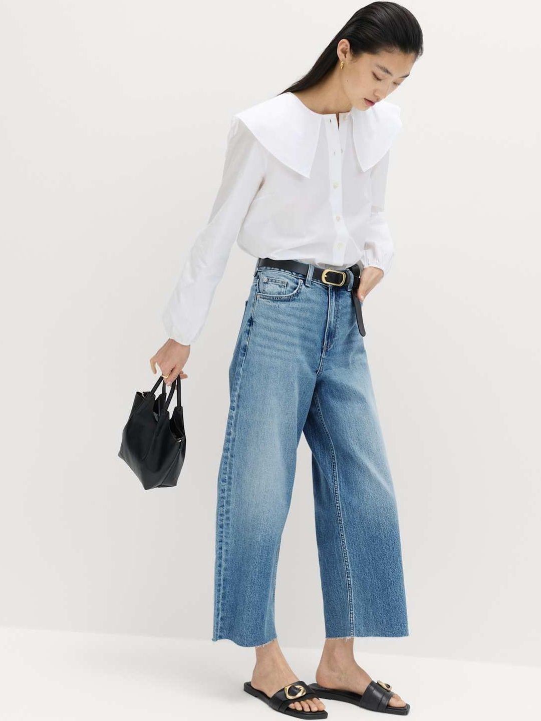 Marks & Spencer High Waisted Wide Leg Cropped Jeans-picture-22