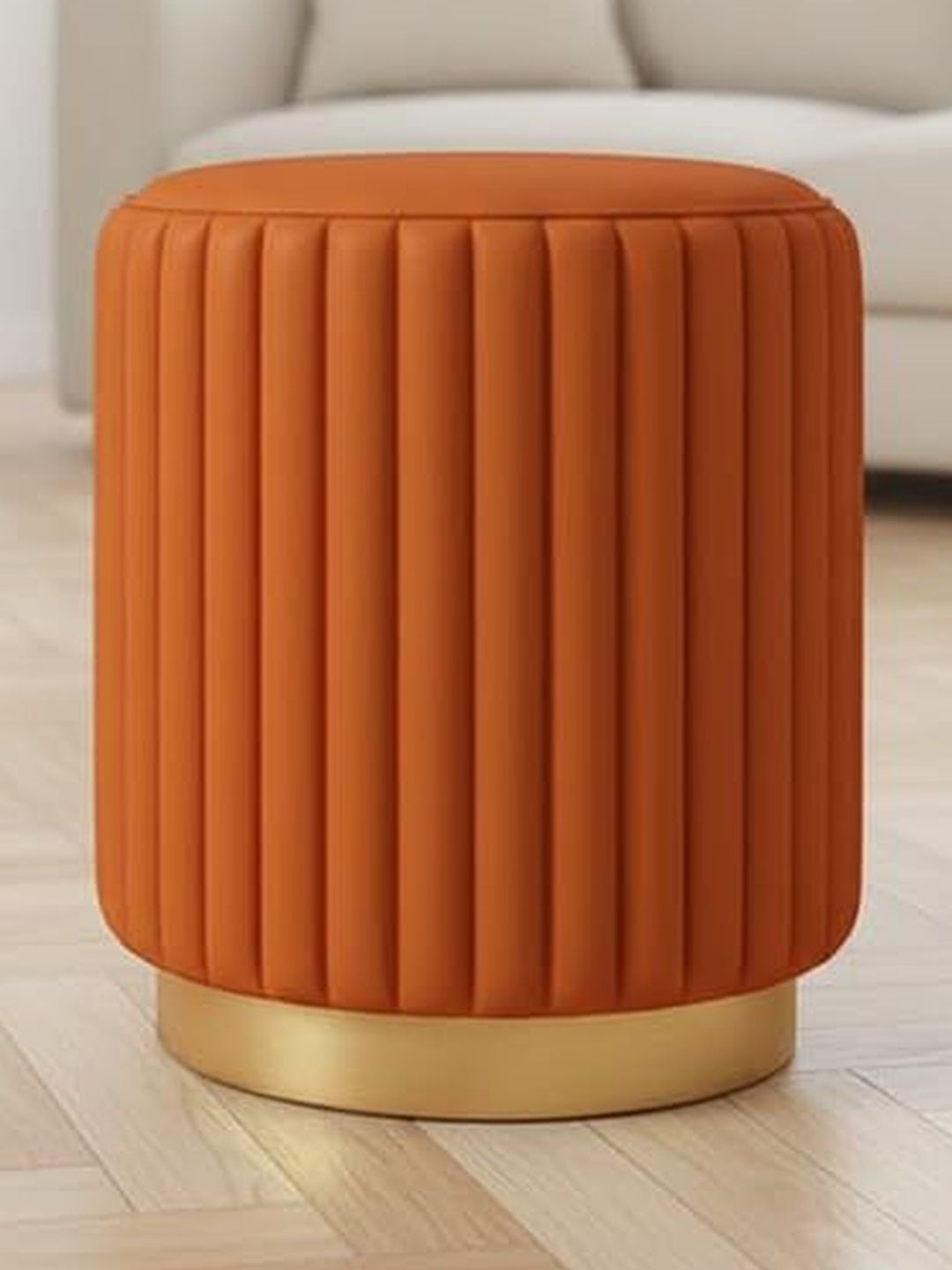 Shadowkart Orange-Colored Round Ottomans-picture-57