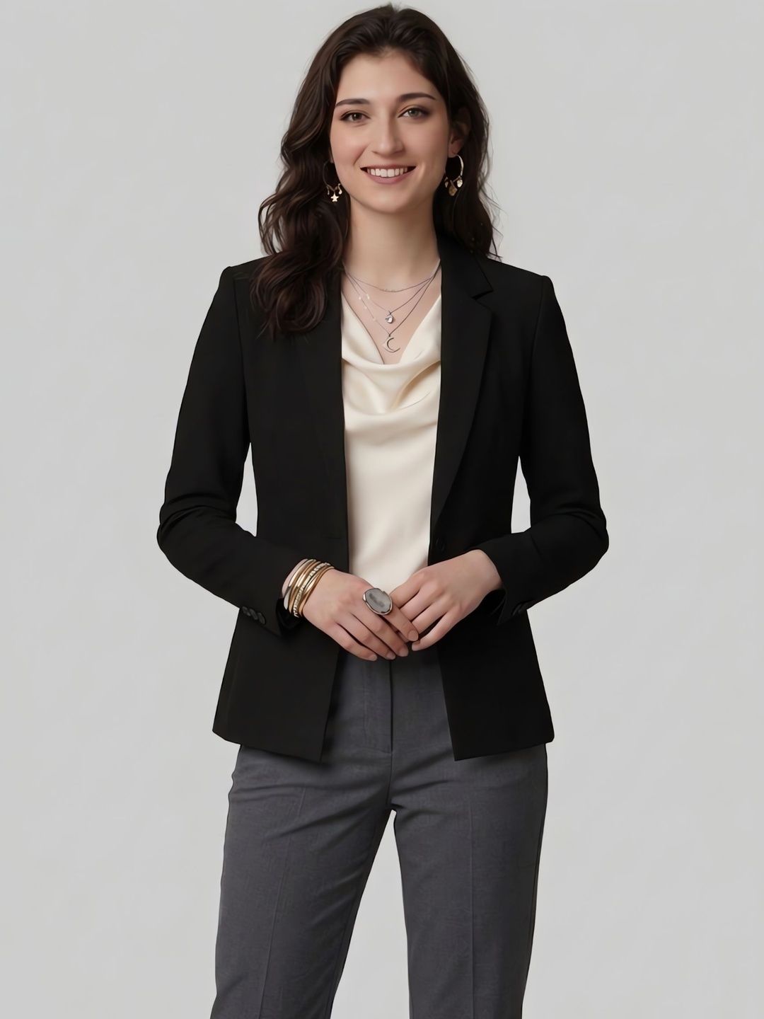 Chemistry Notched Lapel Single-Breasted Casual Blazers-picture-29