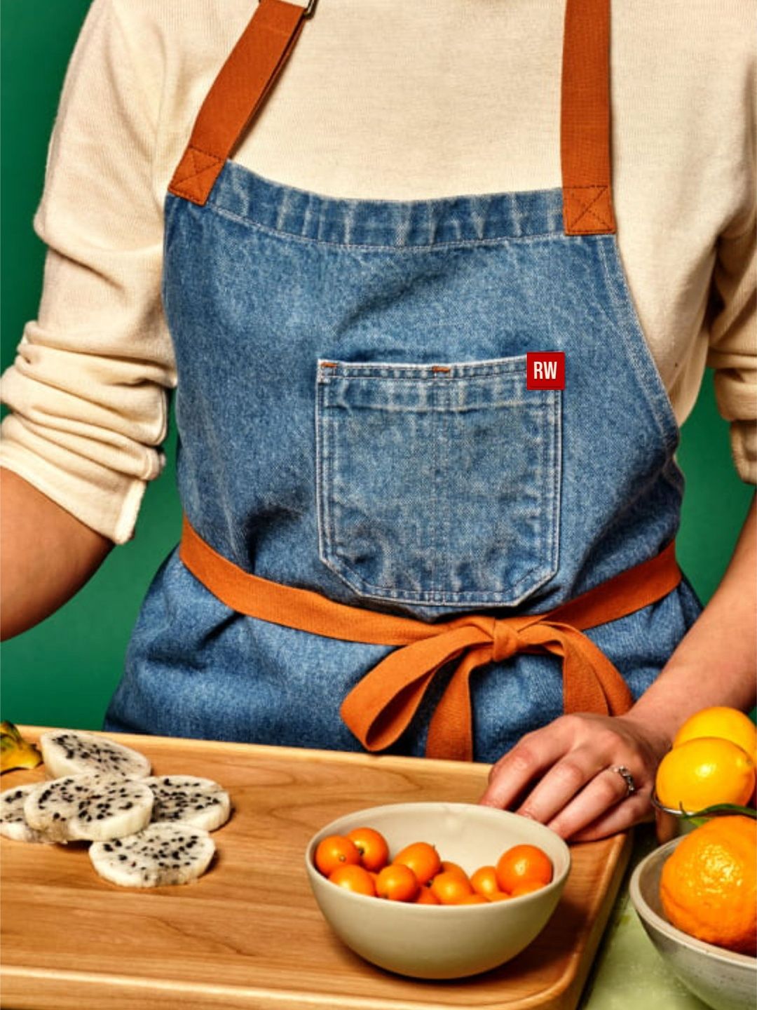 ReedWorth Denim Artist & Chef Apron with Orange Straps Classic-image-41