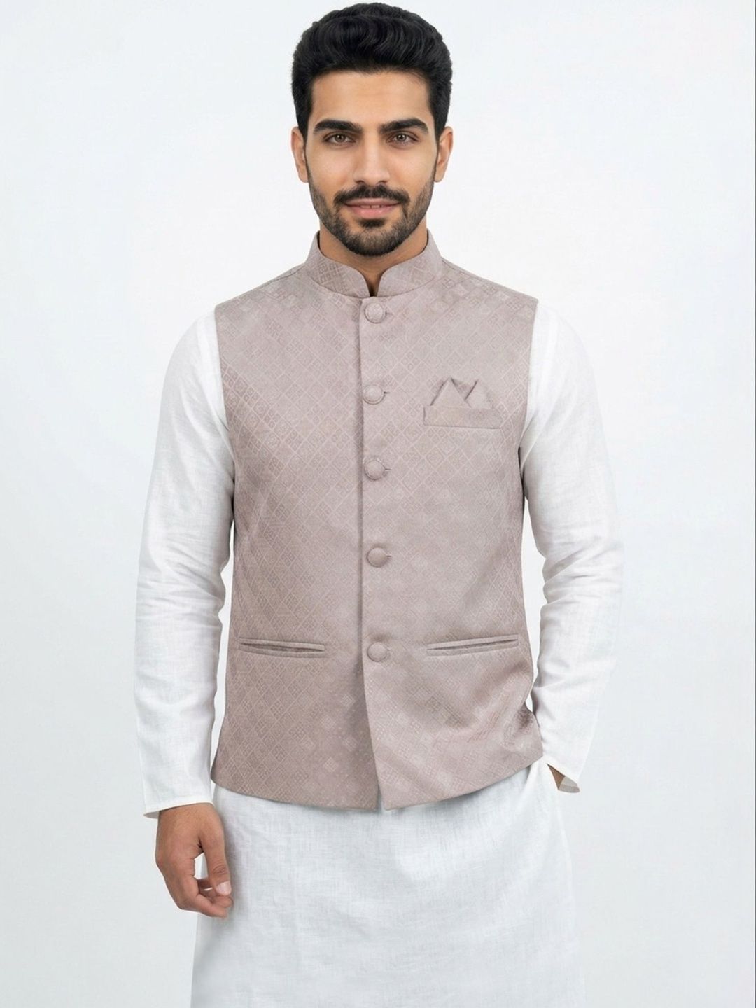 HERE&NOW Printed Woven Nehru Jackets-picture-17