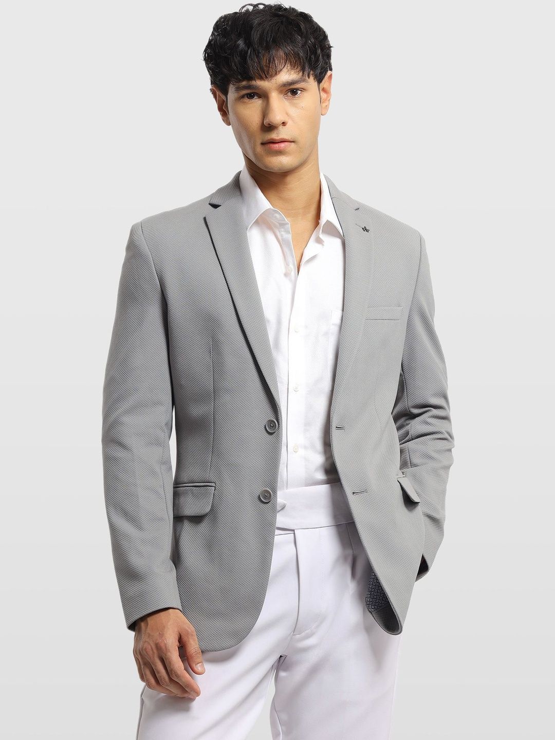 Arrow Self Design Notched Lapel Single-Breasted Slim Fit Formal Blazers-picture-24