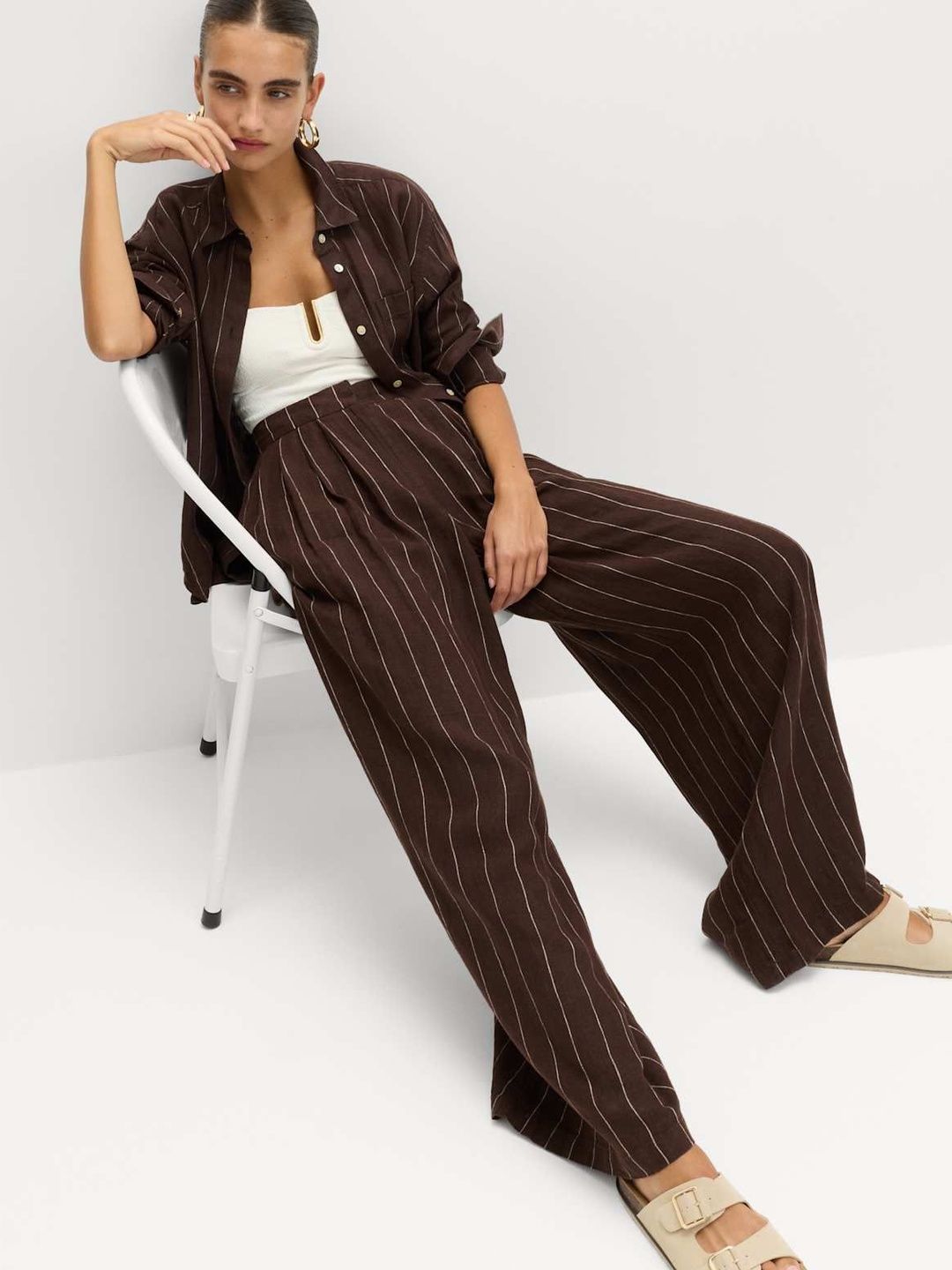 Marks & Spencer Pure Linen Wide Leg Trousers-picture-20