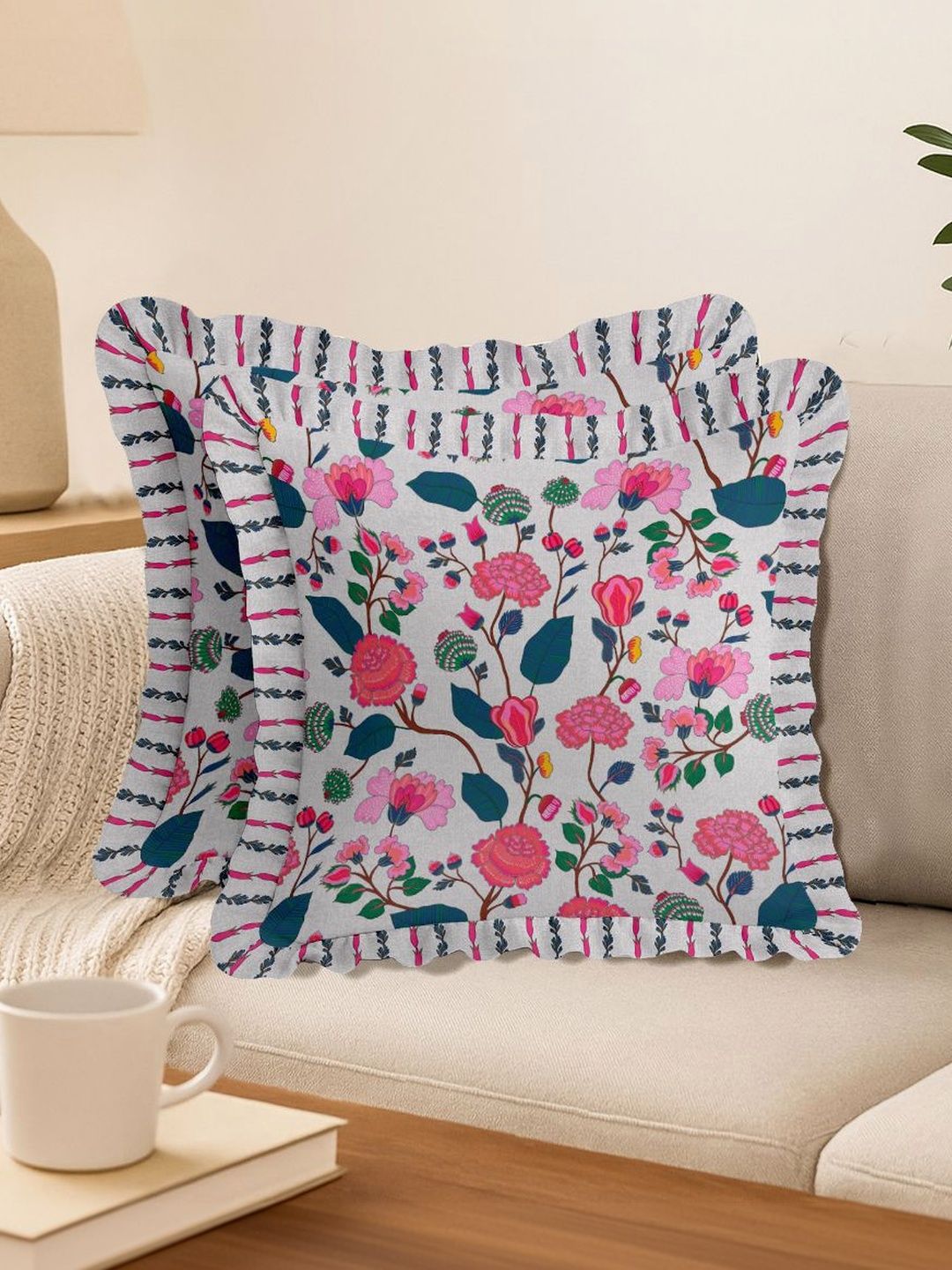 Vargottam Multicoloured Set of 2 Square Cushion Covers-picture-37