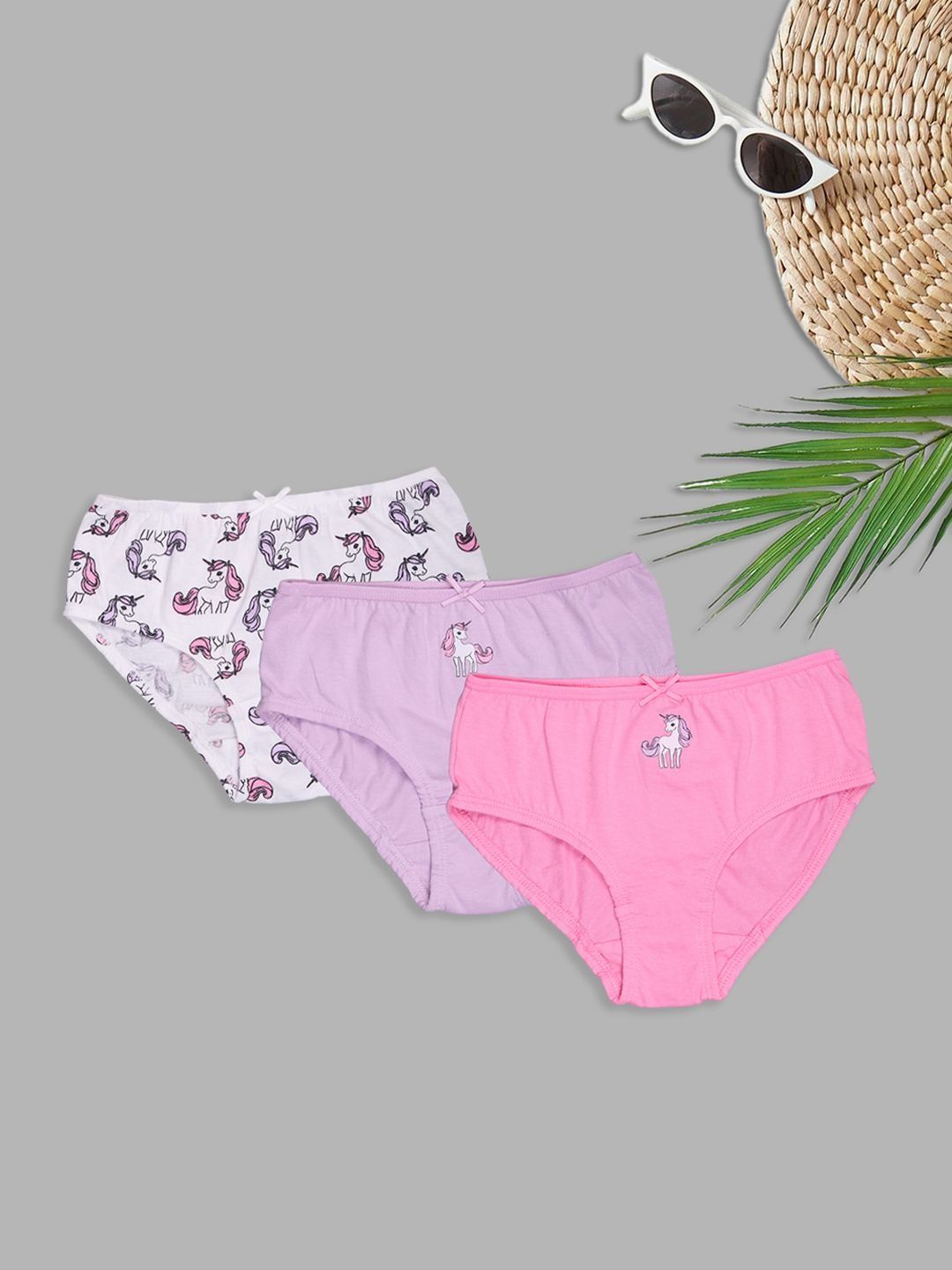 Pantaloons Junior Girls Pack of 3 Printed Assorted Cotton Basic Briefs-picture-19