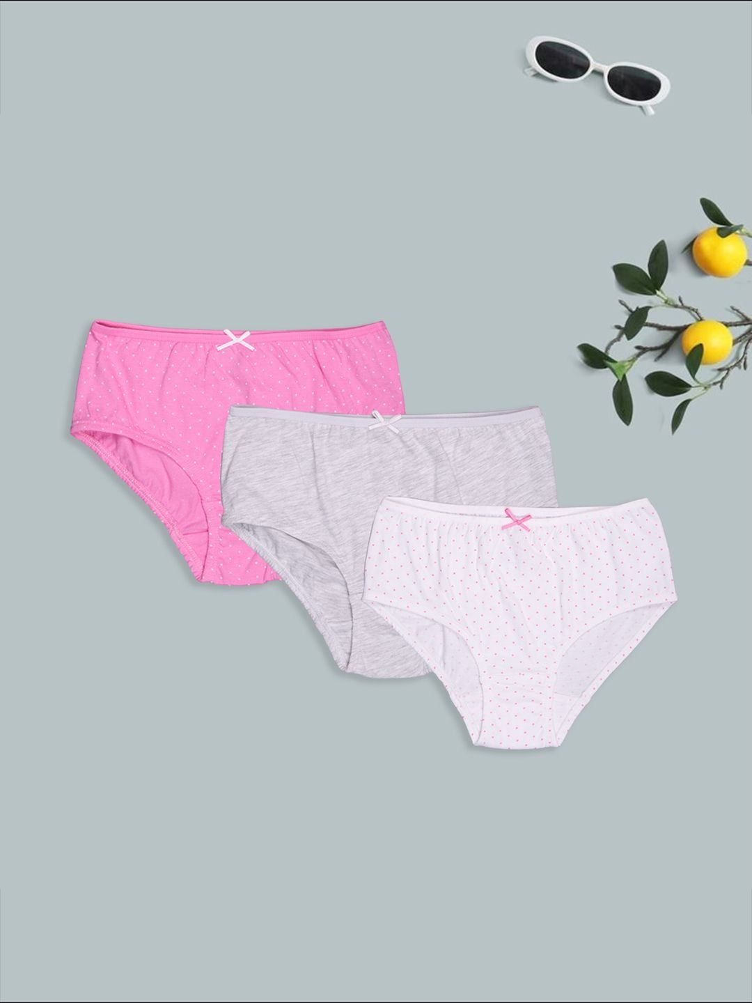 Pantaloons Junior Girls Pack of 3 Printed Assorted Cotton Basic Briefs-picture-10