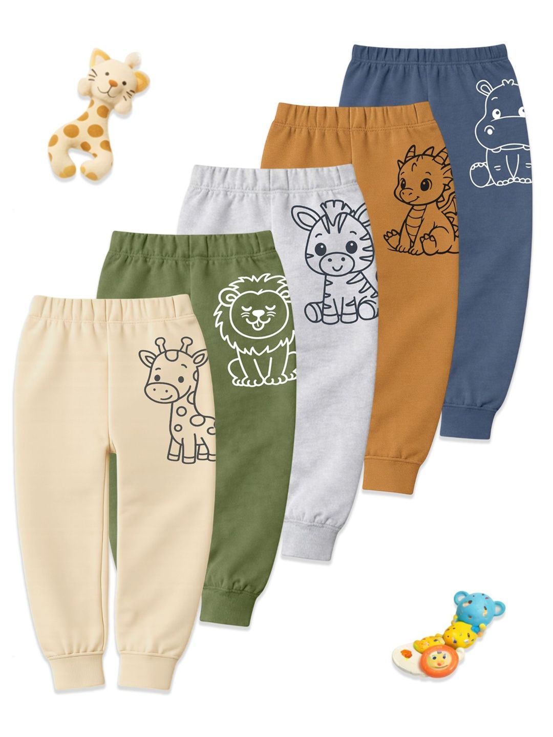 YK Boys Pack of 5 Regular Fit Graphic Print Track Pants-picture-23