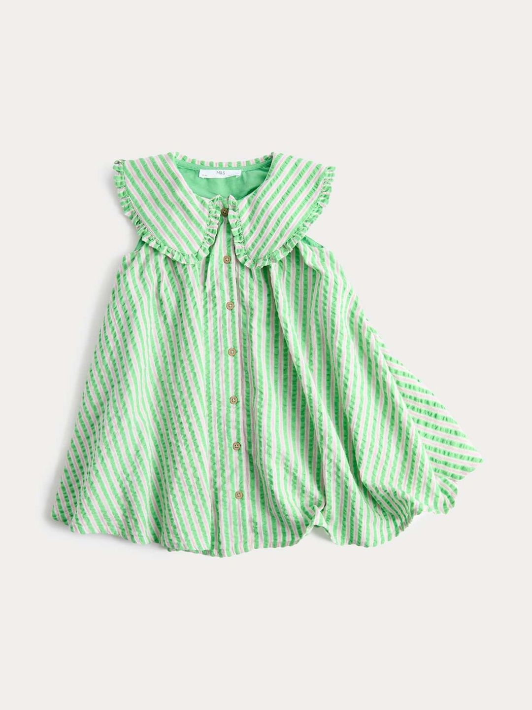 Marks & Spencer Girls Pure Cotton Striped Collared Dress-picture-28