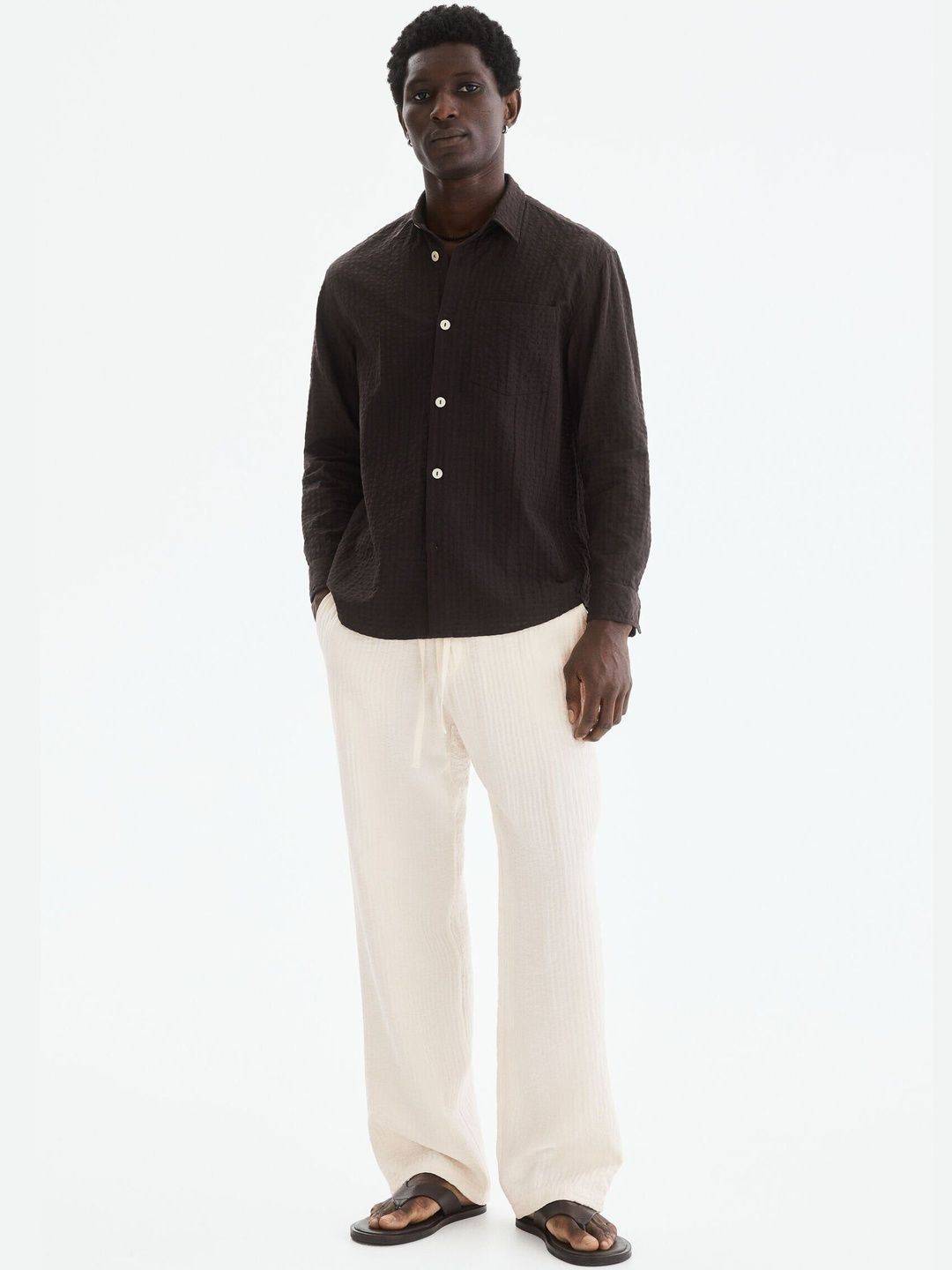 H&M Relaxed Fit Textured Trousers-picture-23