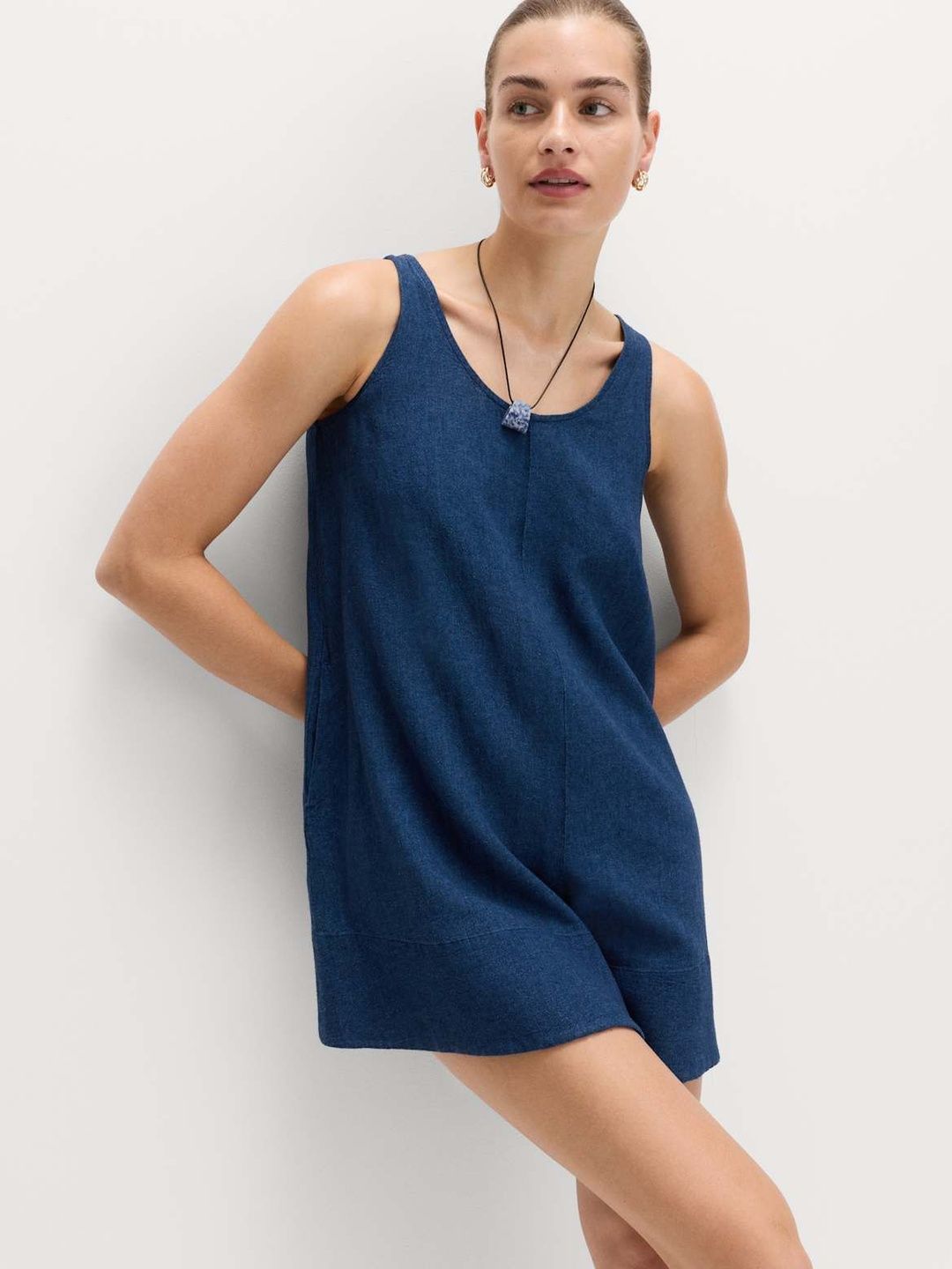 Marks & Spencer Women Round Neck Sleeveless Tie Detail Sleeveless Volume Playsuit-picture-16