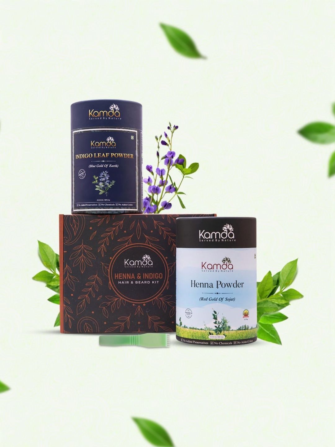 Kamda - Served By Nature Set Of 2 Henna & Indigo Hair Color - Natural Black - 300 g Each-image-45